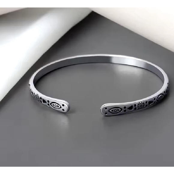 NEW Men’s Unisex Engraved 925 Sterling Silver Adjustable Cuff Bracelet - Picture 10 of 16